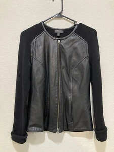 Classiques Entier Blended Blazer Black Knit Sleeves Size Small, S, 100% leather - Picture 1 of 5