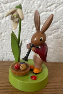 Holz orig.Erzgebirge älteres Set Osterhase Flöte Schneeglöckchen gemarkt RG - Bild 1 von 7