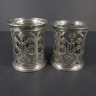 Two 1903 Edwardian Sterling Silver Glass Bottle Covers by James Deakin & Sons - image 1 of 4