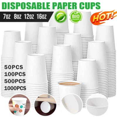 Disposable Coffee Cups 4/ 8 /12/16 /18 oz Bulk Takeaway Paper  Wall Take Away - image 1 of 4