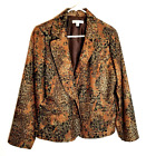 Coldwater Creek Jacket Women's 14 Blazer Lined Coat Pockets Browns Muted Orange