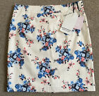 Naf Naf Off White Blue & Pink Floral Cotton Short Straight Skirt UK 6