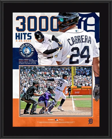 Miguel Cabrera Detroit Tigers 10.5" x 13" 3000th Hit Sublimated Plaque Cover