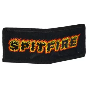 Spitfire Wheels Flames Script Bifold Black Wallet - Picture 1 of 2