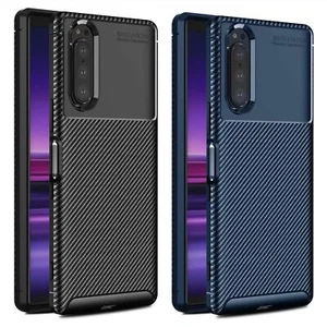 For Sony Xperia 1 10 IV III 5 5G Case Slim Carbon Fibre Gel Silicone Phone Cover - Picture 1 of 12