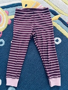 Hanna Andersson Girls 100/4T Purple Opposite Stripe Classic Loose Leggings Peru - Picture 1 of 15
