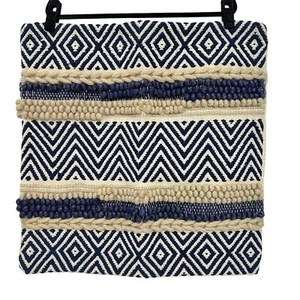 Surya ANN001-2222 Square Bohemian Textured Cotton Pillow Cover 22X22 Blue - Picture 1 of 10