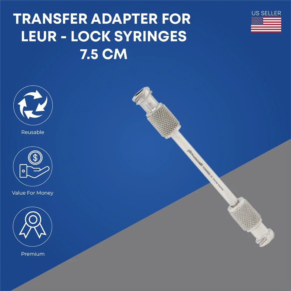 Transfer adapter for luer-lock syringes Length 7.5 cm Premium Surgical Tools - Image 1 of 1