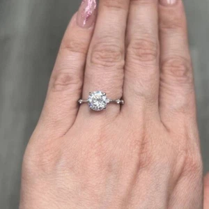 Alianza nupcial 0,10 quilates semi montura corte redondo diamante oro blanco 14 k - Imagen 1 de 12