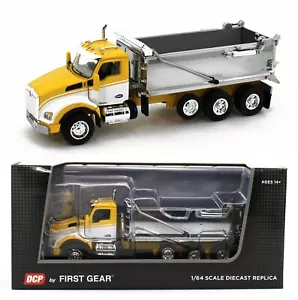 2022 DCP 1:64 *YELLOW & WHITE w/CHROME* Kenworth T880 Rogue Dump Truck NIB - Picture 1 of 5