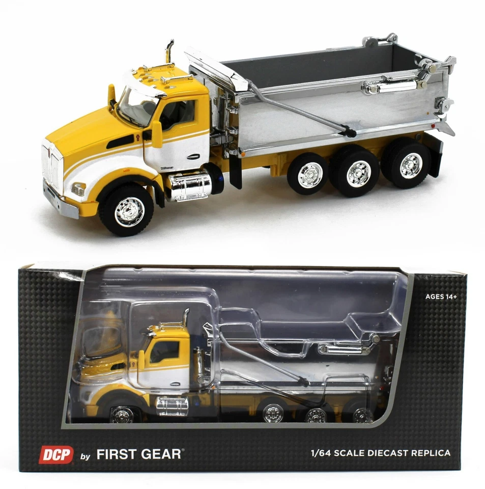 2022 DCP 1:64 *YELLOW & WHITE w/CHROME* Kenworth T880 Rogue Dump Truck NIB - Image 1 of 4
