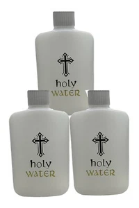 Holy Water Plastic Bottle Spa 4oz - 4.75"x2.5" | Portable Water Bottle - 3 Pack - Picture 1 of 5