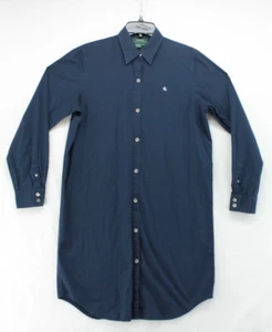 Lauren Ralph Lauren Shirt Dress Womens Medium Blue Button Down Longsleeve Cotton - Picture 1 of 6