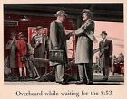 1947 C  Travelers Insurance  Train Station Ronfor Art Overheard Print Ad