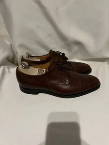 John Lobb Deran Brown Calf Cap Toe Derby Leathe Size 8E - Picture 1 of 12