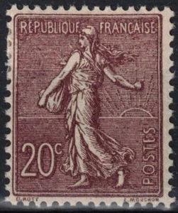 TIMBRE FRANCE SEMEUSE N° 131 a BRUN-LILAS FONCE NEUVE * GOMME AVEC CHARNIERE - Picture 1 of 2