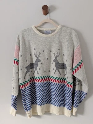 Suéter Vintage Pinnacle Reindeer Navidad EE. UU. Grande Foto 1 de 4