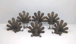 Sechs Thanksgiving rustikale braune Metall Truthahn Teelicht Kerzenhalter  - Bild 1 von 6