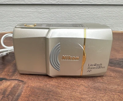 Nikon Lite Touch Zoom 120 ED AF 35mm Point and Shoot Film Camera Silver Works - Image 1 of 4