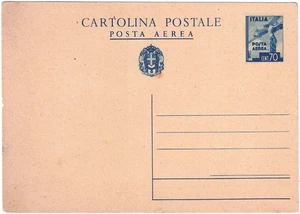 ITALIA REGNO 1943 Posta aerea 70c turchino, Cartolina Postale nuova - Picture 1 of 1