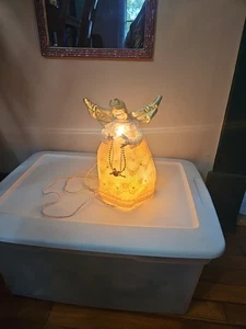 Vtg Lighted Porcelain Angel Tree Topper - Picture 1 of 6