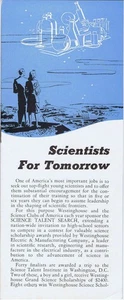 1940's Westinghouse Brochure Scientists For Tomorrow Talent Search - Picture 1 of 1