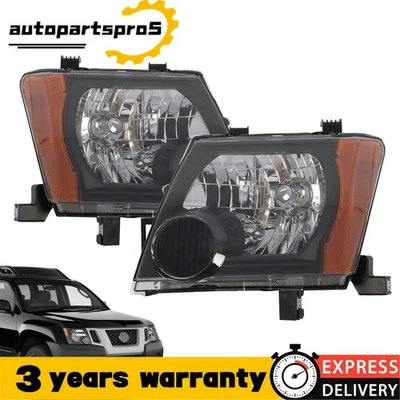 For 2005-2015 Nissan Xterra Halogen Type Headlights Headlamp Black Assembly Set Foto 1 de 4