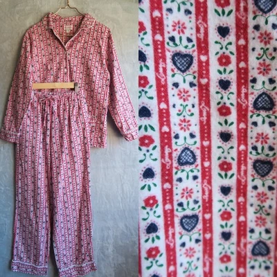LANZ OF SALZBURG Red Tyrolean Flannel Pajama Set Size S Cotton Retro Cottagecore - Image 1 of 4