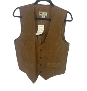 Vintage 90s Arizona Jeans Co. Brown Suede Leather Vest Men’s Size S Retro NWT - Picture 1 of 13