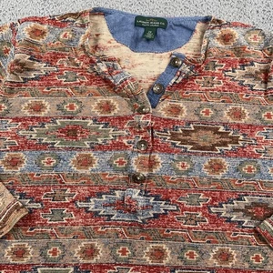 Suéter LRL Lauren Jeans Co Ralph Lauren Para Mujer 2X Multicolor Henley Azteca Boho - Imagen 1 de 9