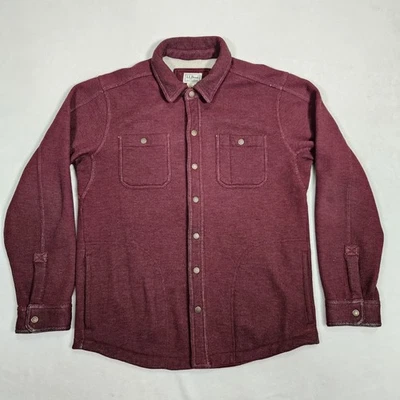 LL Bean Jacket Men’s Katahdin Lined Waffle Knit Shirt Jacket Red Medium  - Image 1 of 4