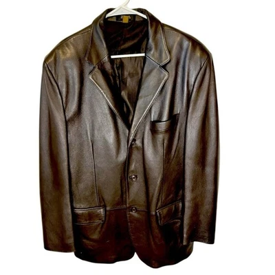 Chaqueta blazer de cuero marrón chocolate oscuro J. Ferrar. Talla M Foto 1 de 4