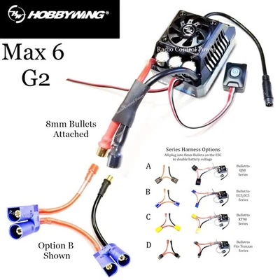 RCP-RTR Hobbywing EZRUN Max 6 G2 ESC 3-8s 200amp 8mm Bullet Attached RTR Options - Image 1 of 4