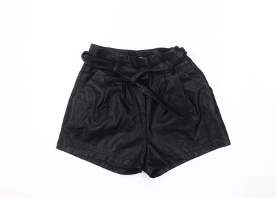 Pantalones cortos Vera & Lucy para mujer negros de imitación de cuero XS Foto 1 de 4