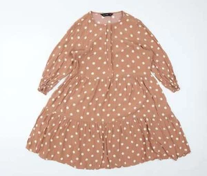 F&F Womens Brown Viscose Blend Fit & Flare Size 10 - Picture 1 of 12