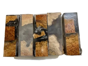 PREMIUM STABILIZED BROWN MALLEE HYBRID BURL KNIFE BLANKS, EWZ 1.5 X 1 X 5 #505 - Picture 1 of 10