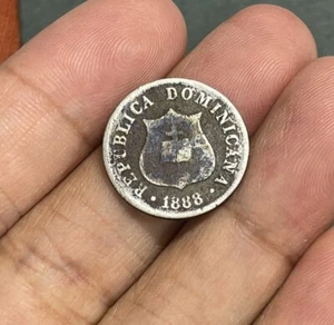 1888 Dominican 2-1/2 Centavos Coin Low Grade - Picture 1 of 4