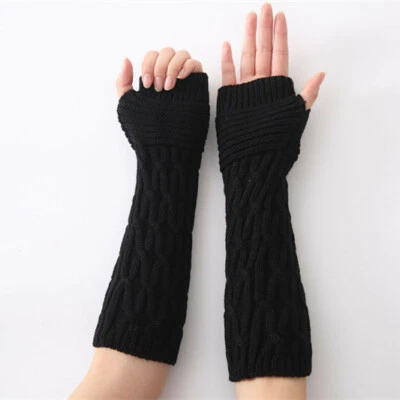 Guantes térmicos de invierno para mujeres y hombres sin dedos calentador de manos mitones tejidos Foto 1 de 4