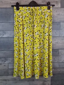 Dannii Minogue Petites Midi Skirt Small Yellow Floral Print Jersey Stretch BN - Picture 1 of 12