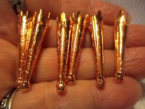 6 piece (3 Pair) of COPPER Metal BOLO BOLA TIE Tips FINDINGS Old Store Inventory