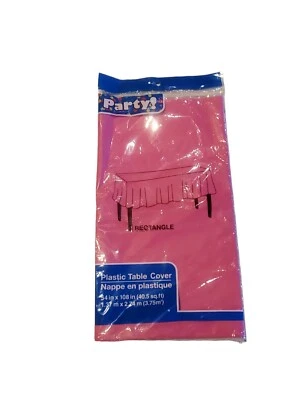  54" x 108" Tablecloth Rectangular, Plastic Disposable Table Cover, Pink - Image 1 of 2