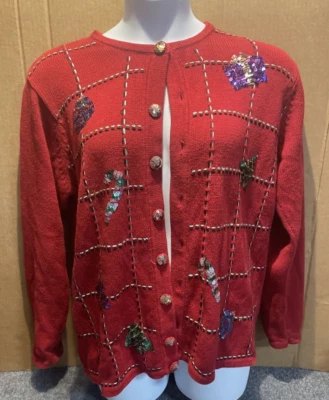 The Quacker Factory Red Christmas Sweater Large - Image 1 of 4