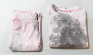 Cuddl Duds Girls Thermal Waffle Knit Pajama Set AC2 Pink Tie Dye Small (6) NWT - Picture 1 of 8
