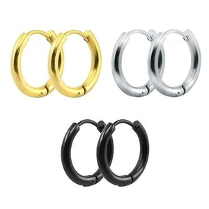 Hombres Mujeres Acero Inoxidable Pequeño Tubo Aro Hombre Mujer Pendientes Oro Plata Negro - Imagen 1 de 10