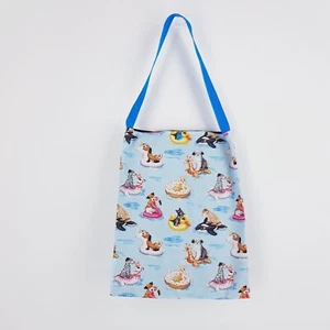 Blue Dogs on Pool Floats Kids Library Bag Handmade Tote Bag Satchel Library - Bild 1 von 17