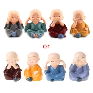 4 PCS Little Monk Statue Resin Buddha Ornament Little Monk Figurine Kung Fu Monk - Picture 1 of 8