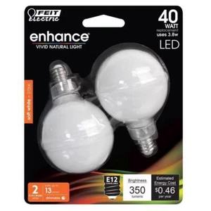 Feit G16.5 E12 (Candelabra) Filament LED Bulb Soft White 40 Watt Equivalence - Picture 1 of 1