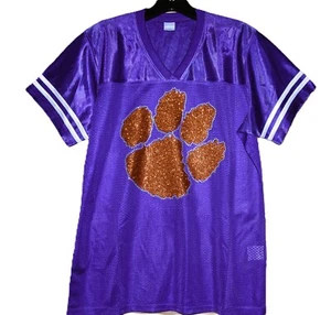 Clemson Tigers rhinestone glitter bling purple jersey size medium - Picture 1 of 6