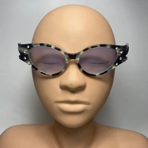 DR.PEEPERS RHINESTONE S33204 SUNGLASSES Retro MC Cat eye Style Gray Black Torti - Picture 1 of 9