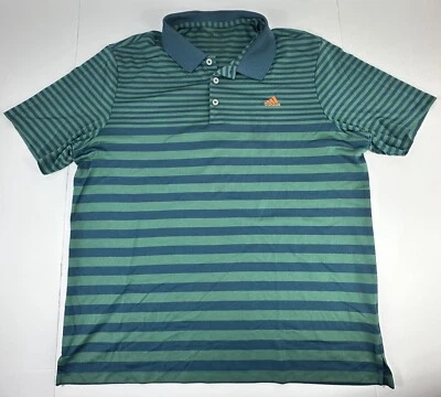 Adidas Golf ClimaCool Polo Blue Green Striped Short Sleeve Men’s XL Performance - Image 1 of 4
